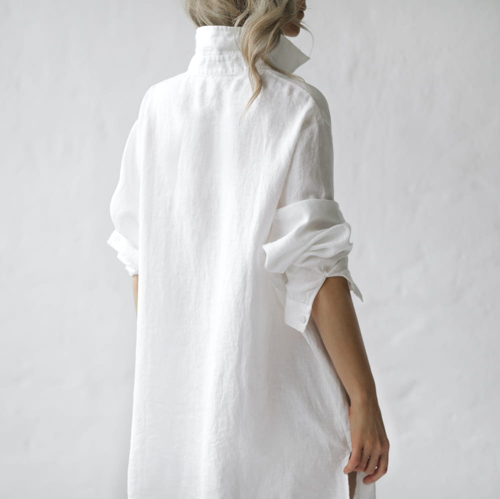 Linen Boyfriend Shirt | White