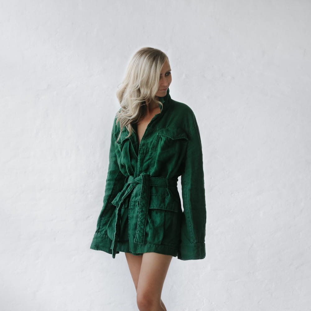 Linen Utility Jacket | Green