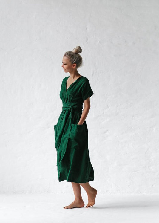 Kimono linen dress  | Green