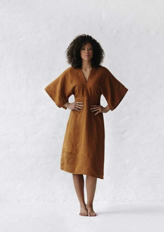 Yuko Linen Dress | Mustard