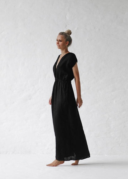 Linen Column dress | Black