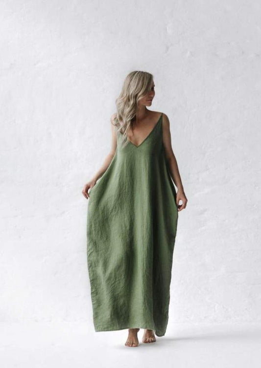 Nanami Linen dress | Olive