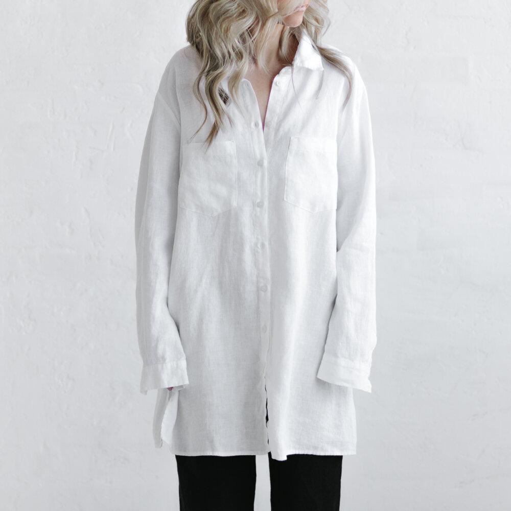 Linen Boyfriend Shirt | White
