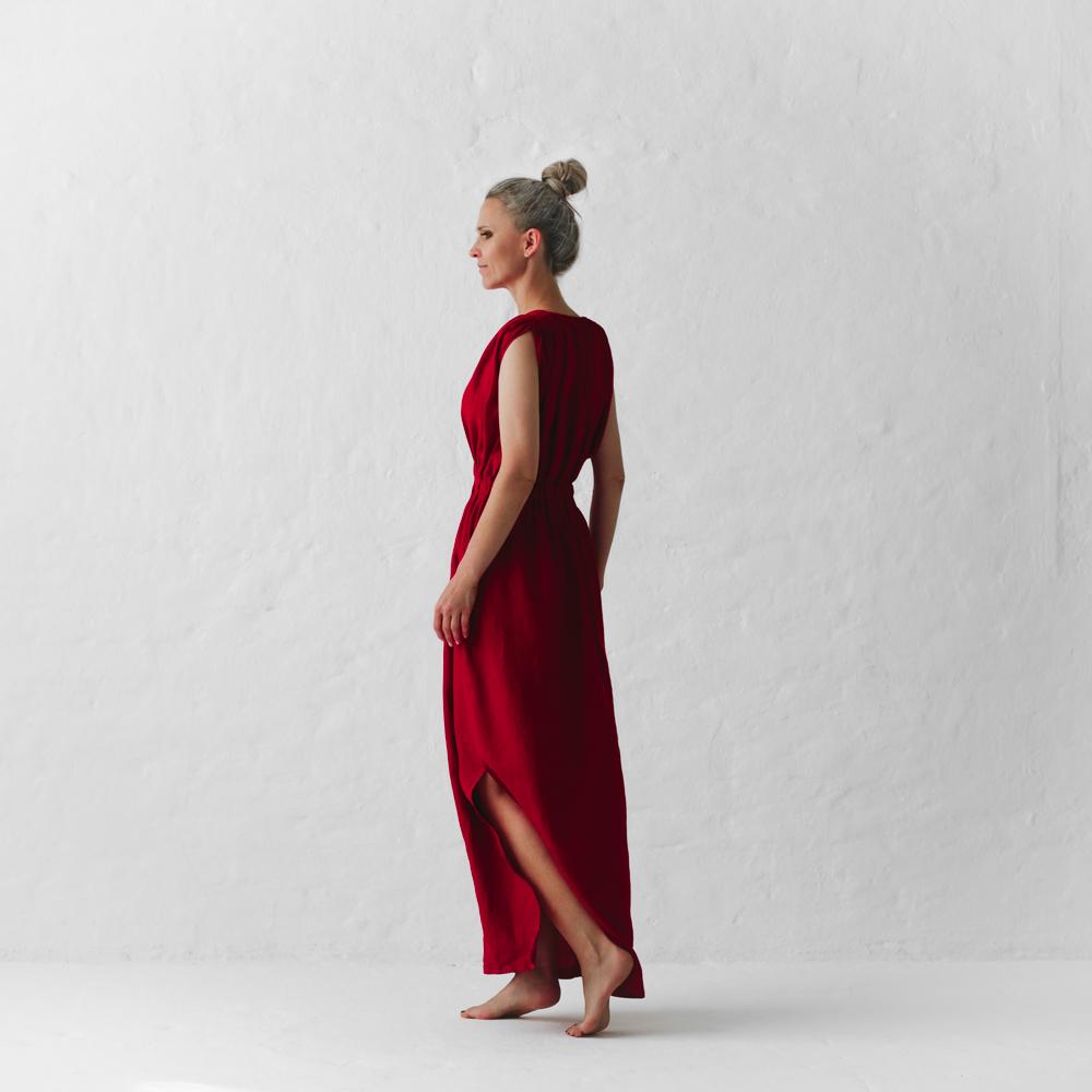 Linen Column dress | Red