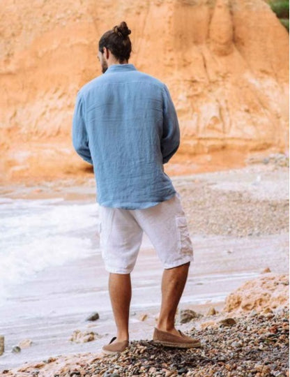 Mens Linen Shirt | Ocean Blue