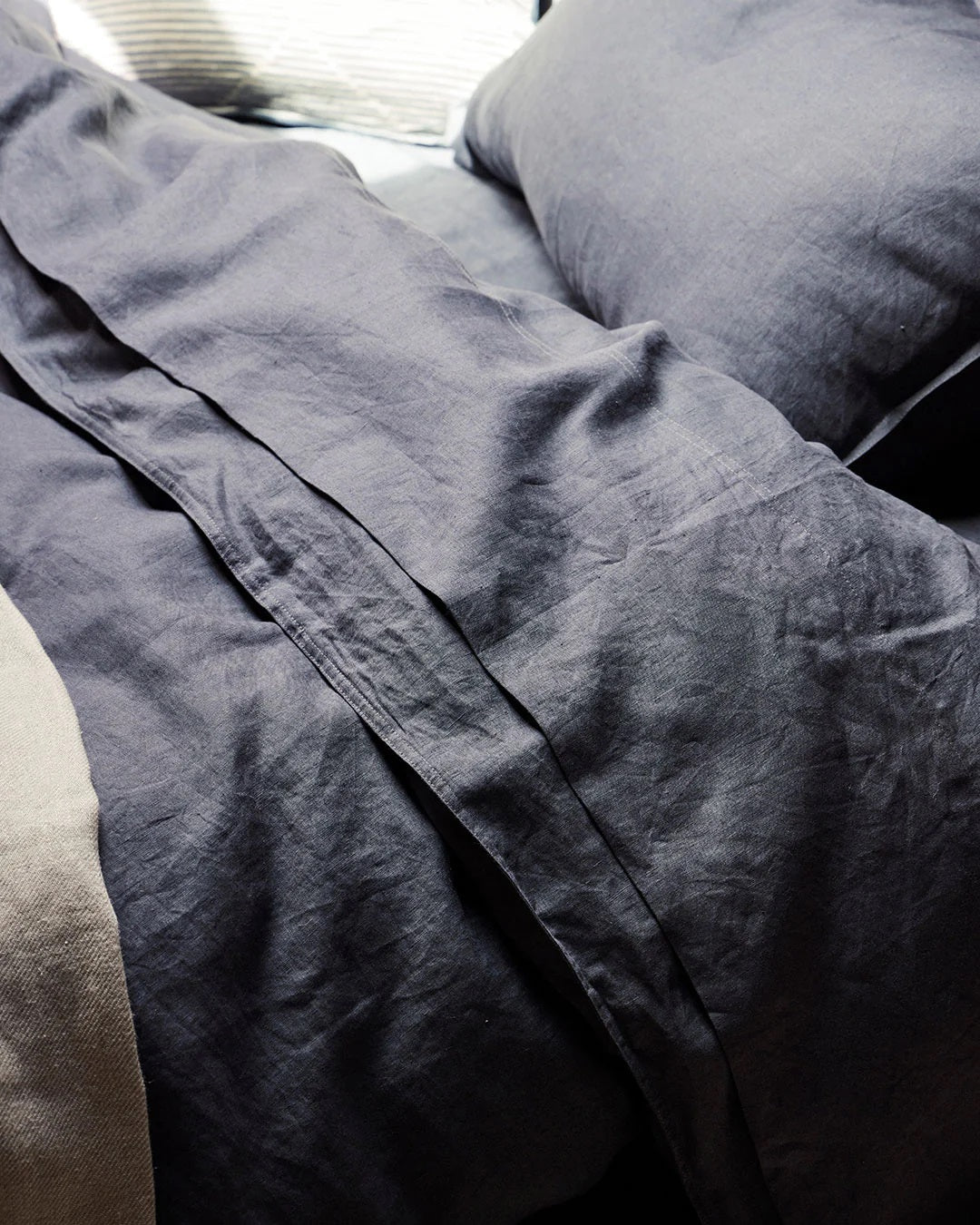 French Flax Linen Sheet Set | Denim