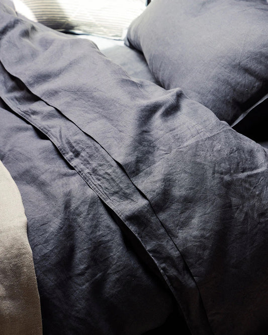 French Flax Linen Sheet Set | Denim