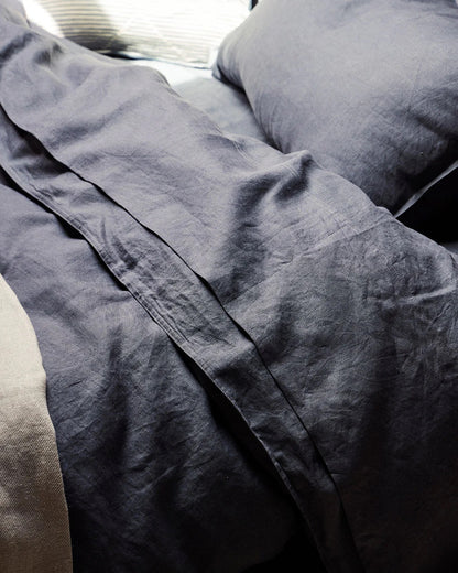 French Flax Linen Pillowcases | Denim
