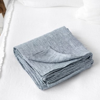 Blue Chambray Linen Flat Sheet | Oeko-Tex® certified