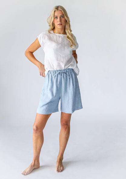 Linen Shorts | Pale Blue