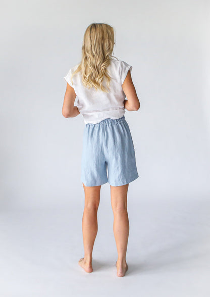 Linen Shorts | Pale Blue
