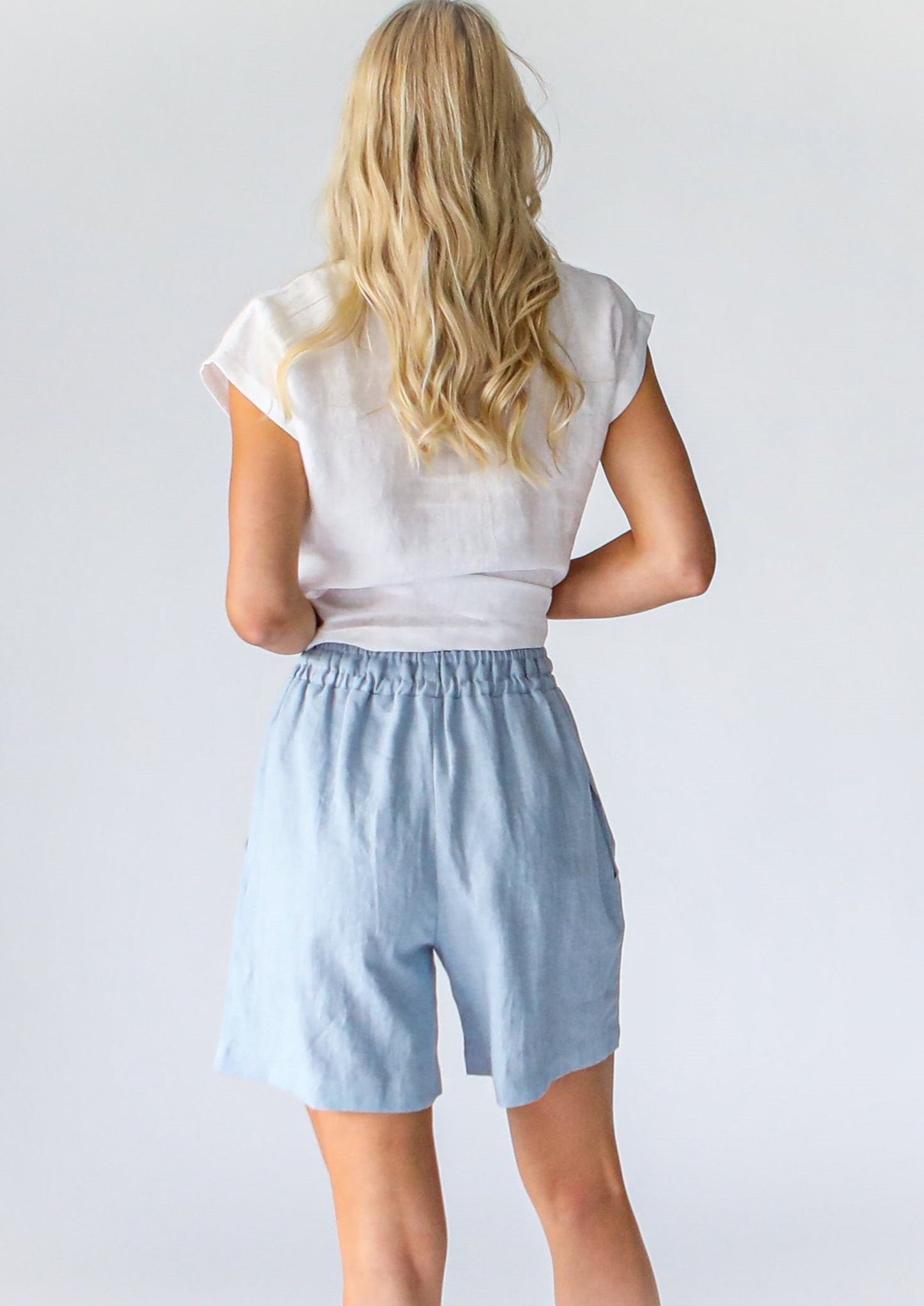 Linen Shorts | Pale Blue