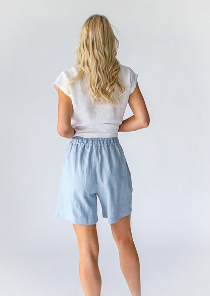 Linen Shorts | Pale Blue