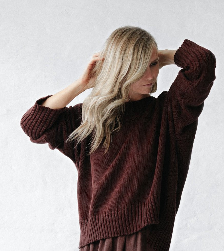 Boatneck Sweater | Brown -35% OFF