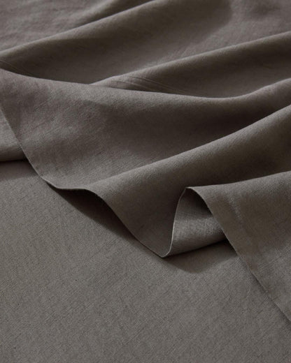 French Flax Linen Fitted Sheet | Charcoal