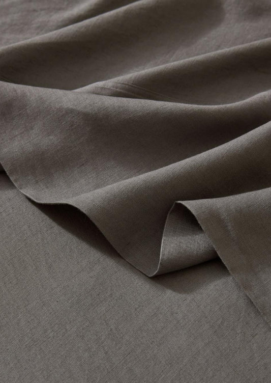 French Flax Linen Flat Sheet | Charcoal