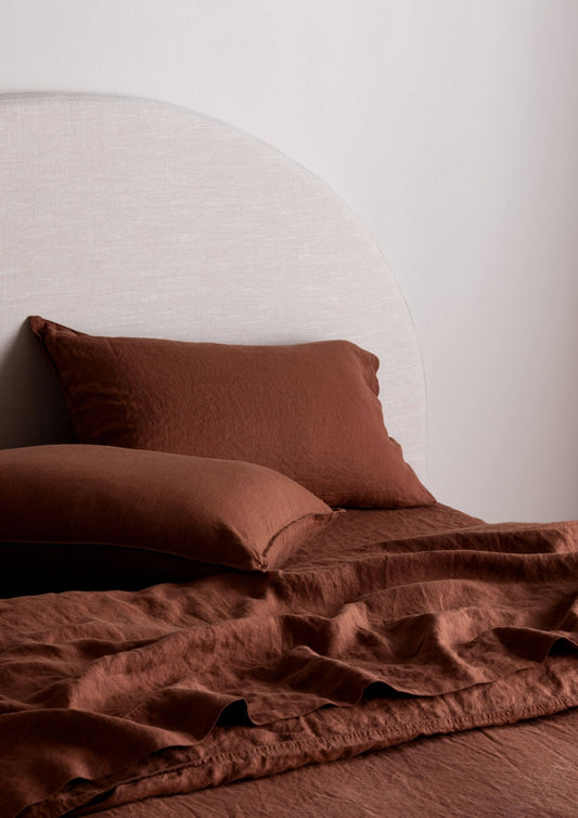 Organic French Linen Sheet Set | Cinnamon