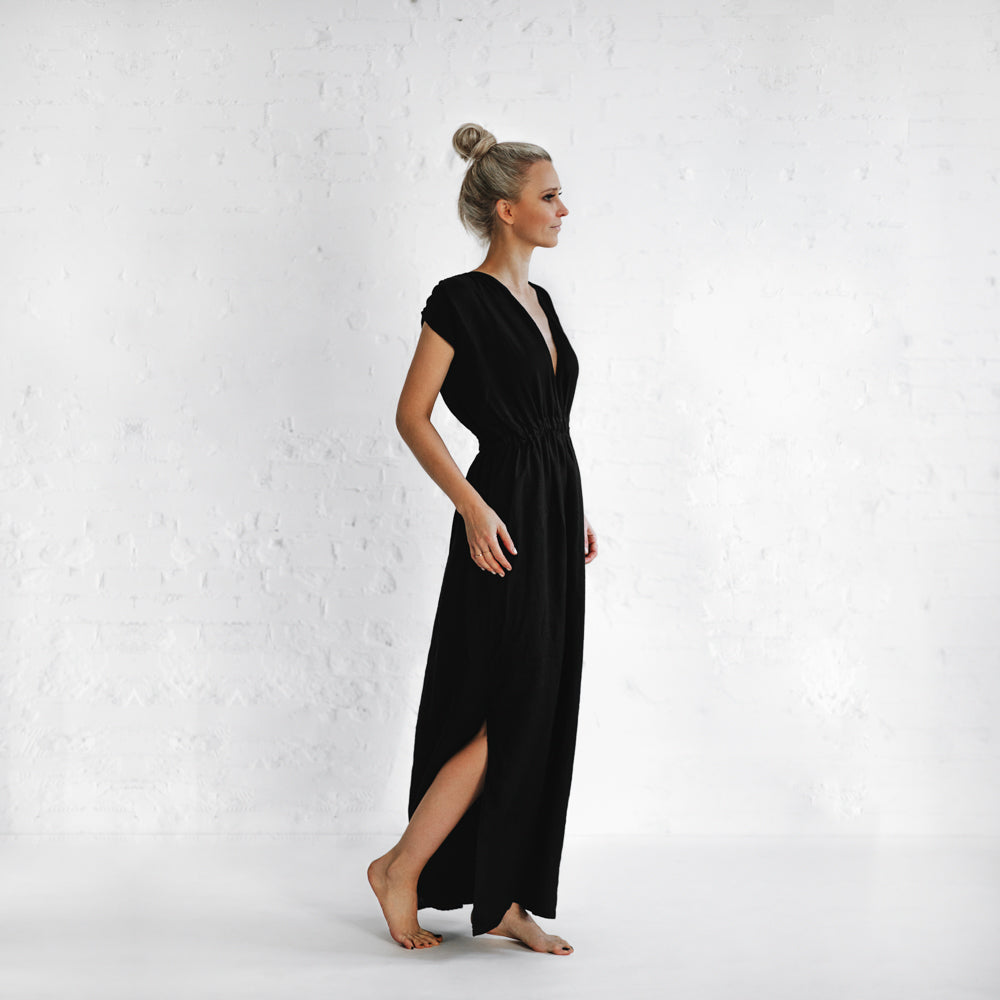 Linen Column dress | Black