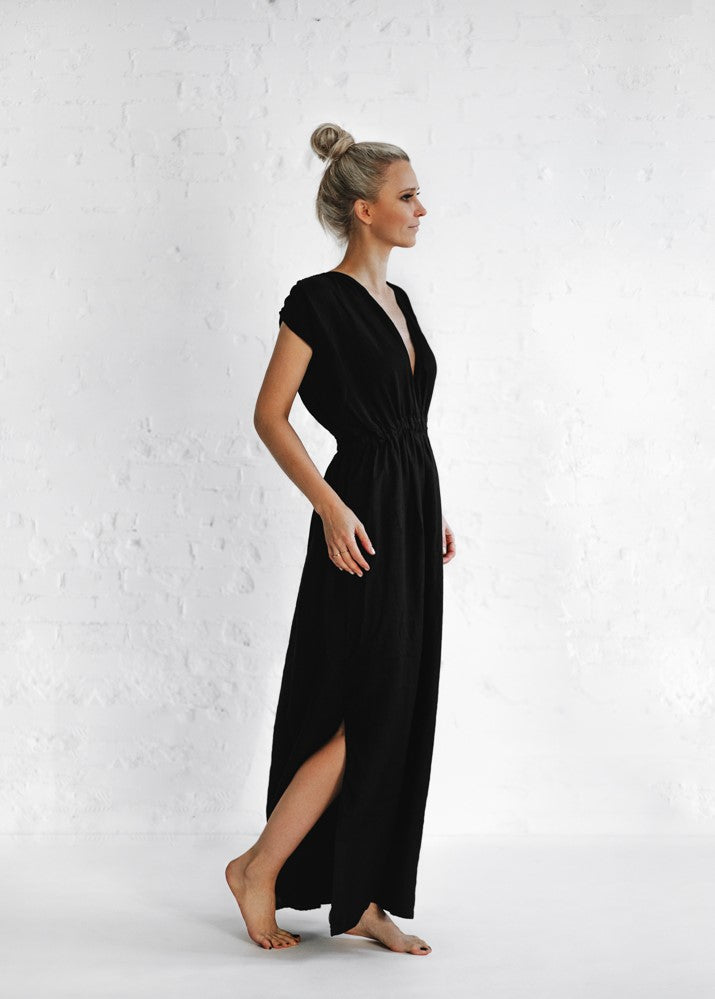 Linen Column dress | Black