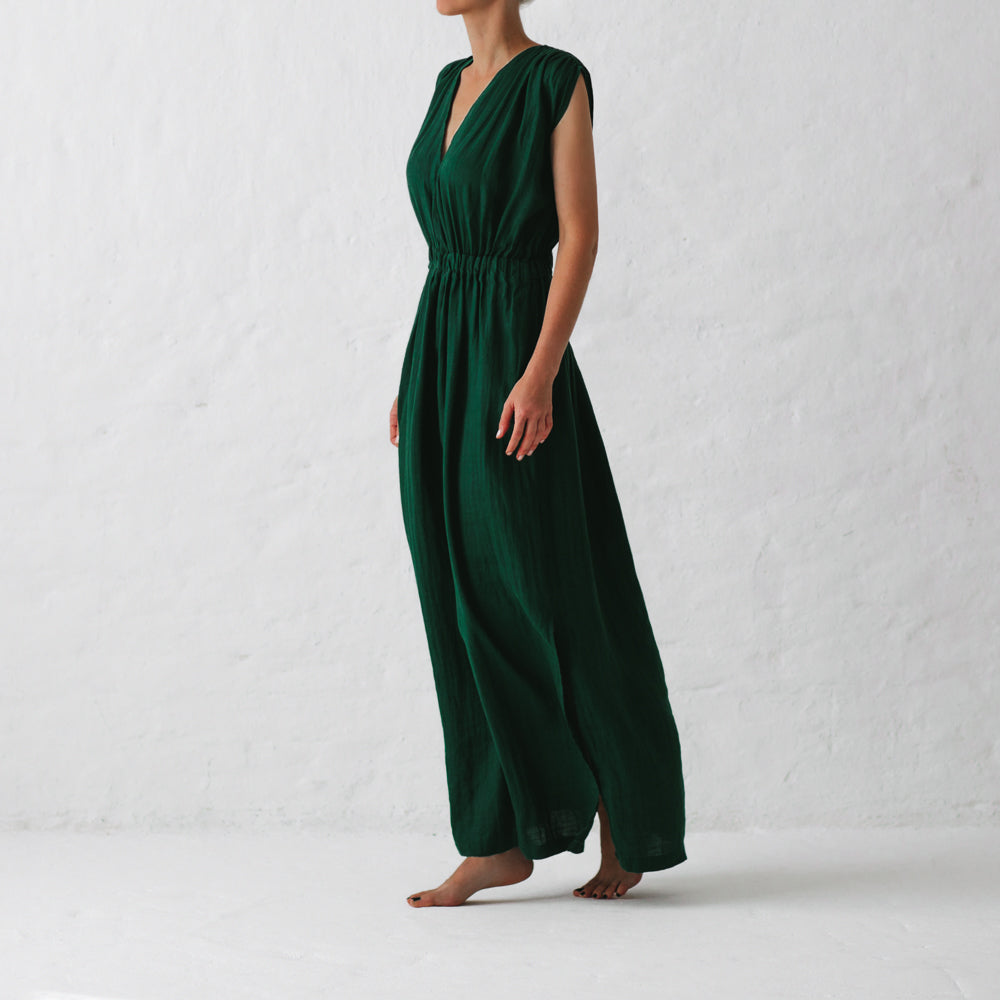 Linen Column dress | Green