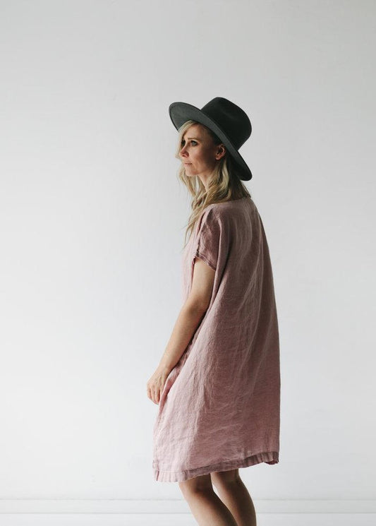 Short Linen Dress | Dusky Pink