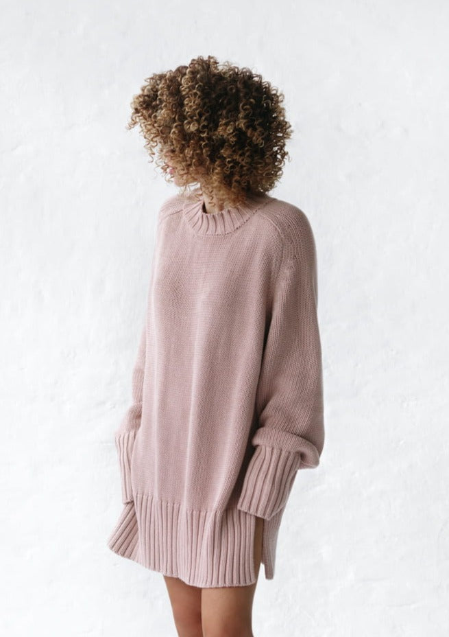 Crew Neck Sweater | Dusky Pink