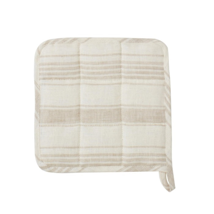 Striped Linen Pot Holder | Natural & Cream