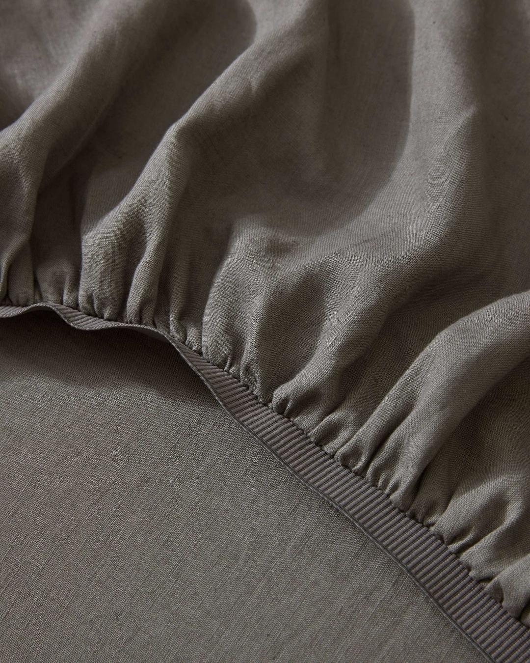 French Flax Linen Fitted Sheet | Charcoal