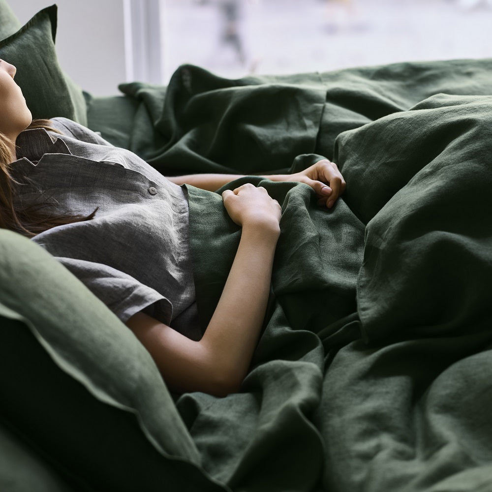 Linen Duvet Cover Set | Forest Green | Made in New Zealand