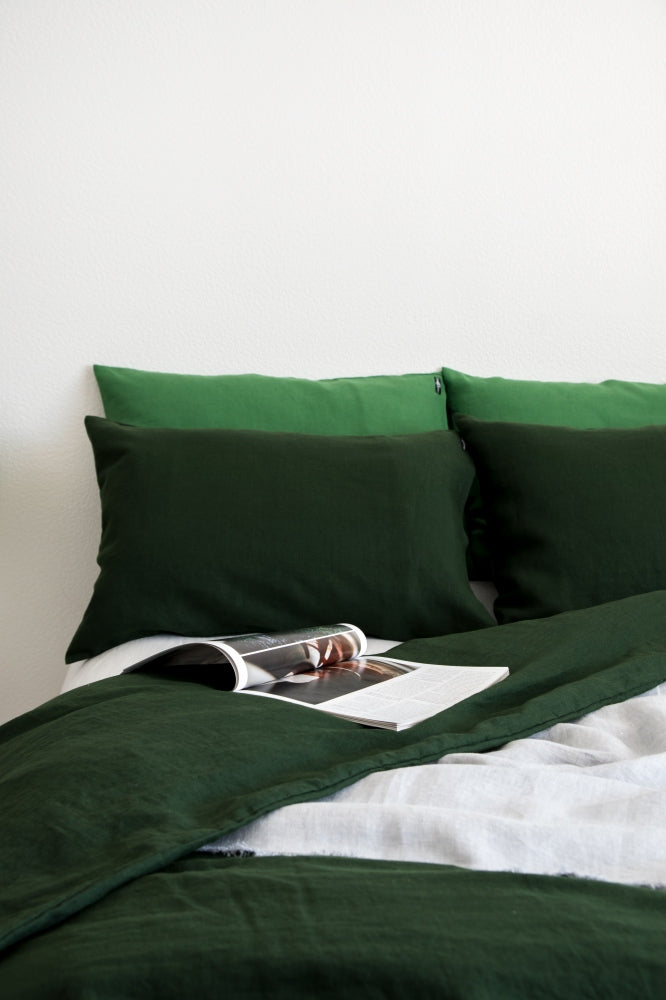 Linen Duvet Cover Set | Forest Green | Made in New Zealand
