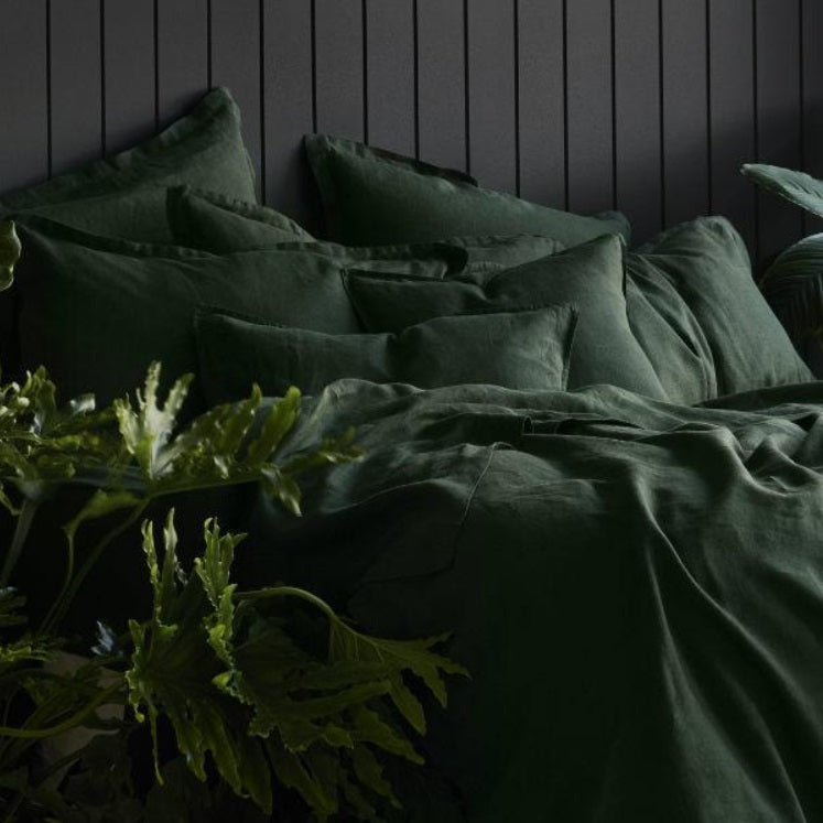 Linen Duvet Cover Set | Forest Green