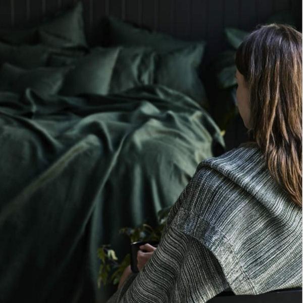 Linen Euro Pillowcase | Forest Green