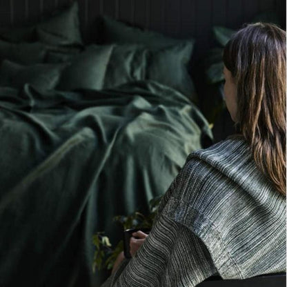 Linen Euro Pillowcase | Forest Green