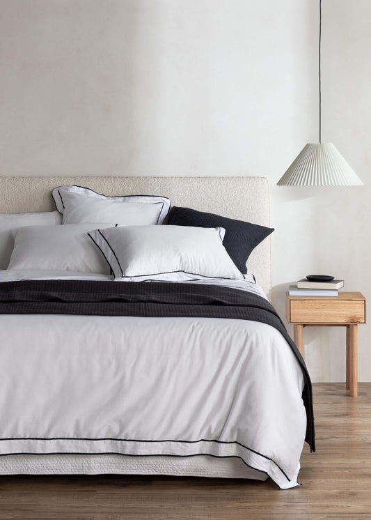 Egyptian Cotton Grosgrain Duvet Set | Black