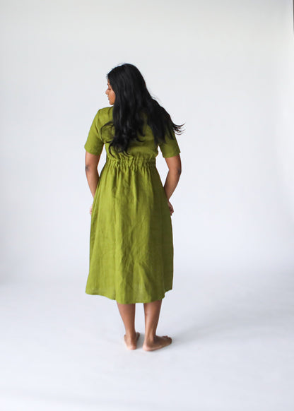 Ava Linen Dress | Moss