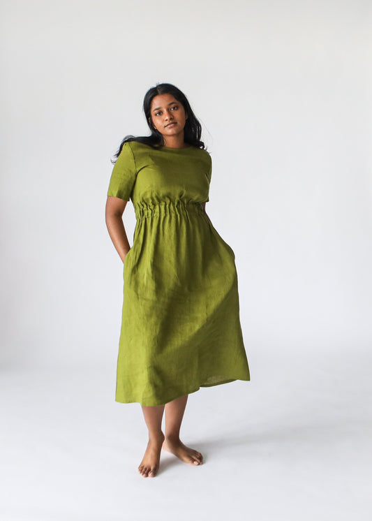 Ava Linen Dress | Moss