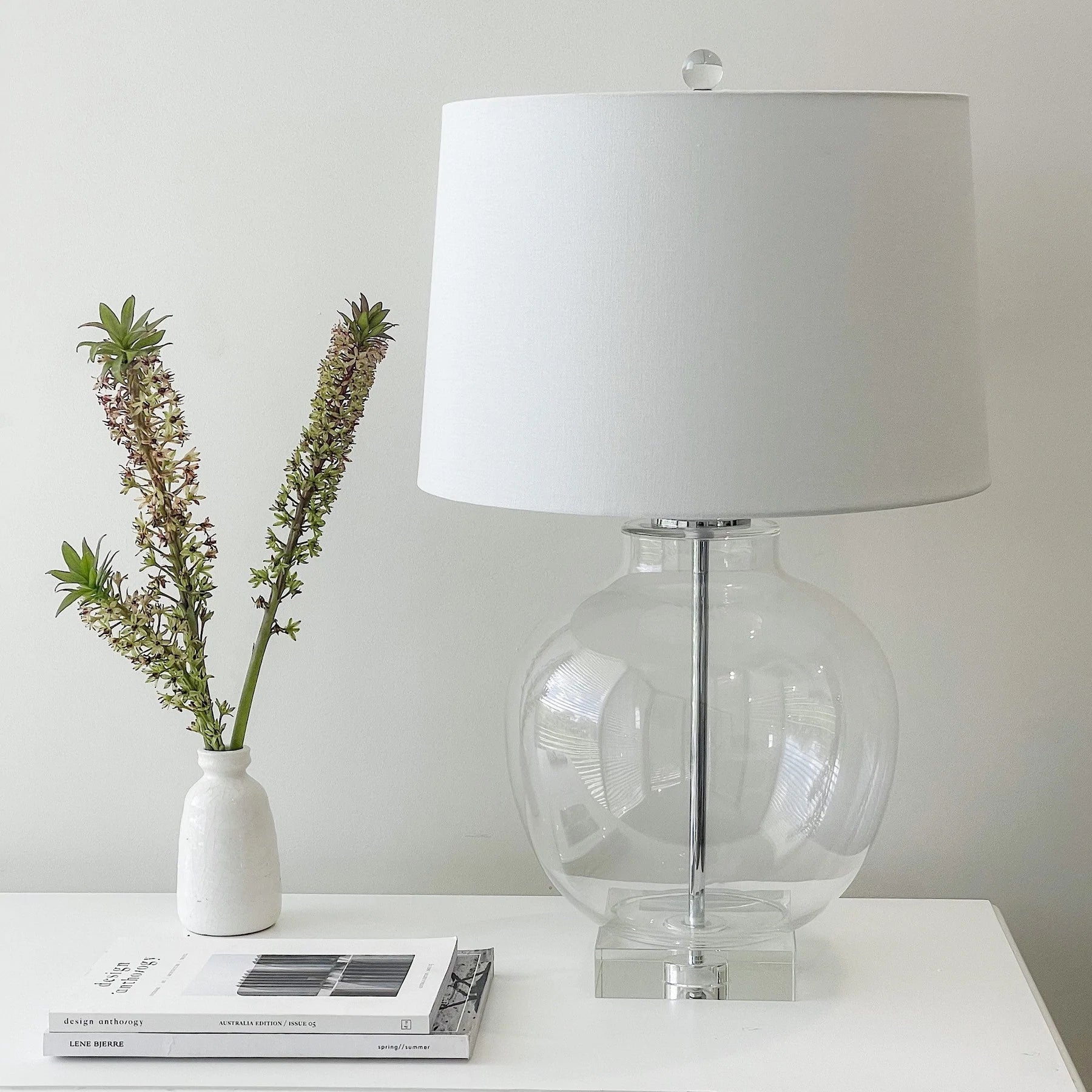 Glass Bubble Lamp with White Shade The Foxes Den