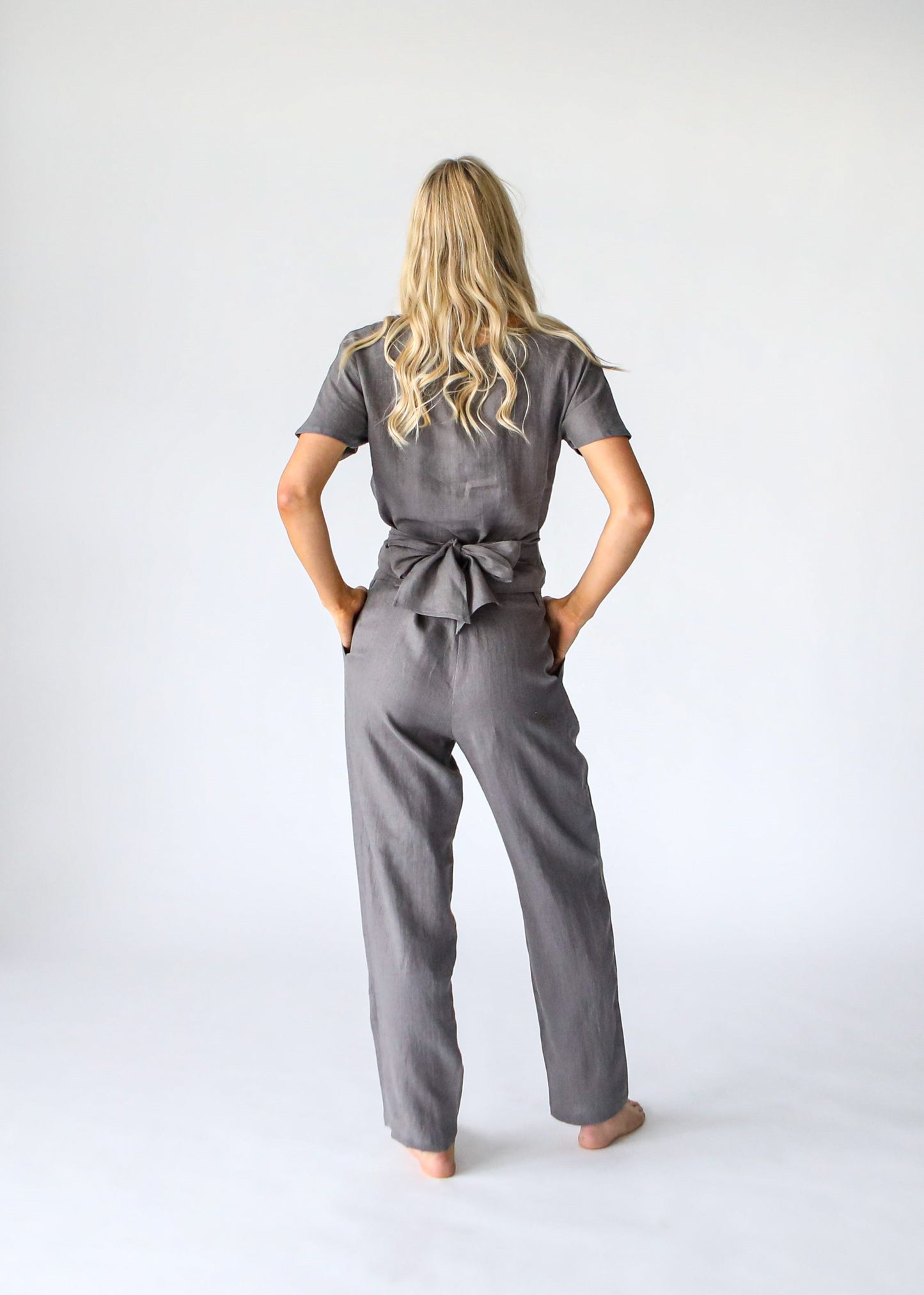 Original Wrap Linen Top | Graphite