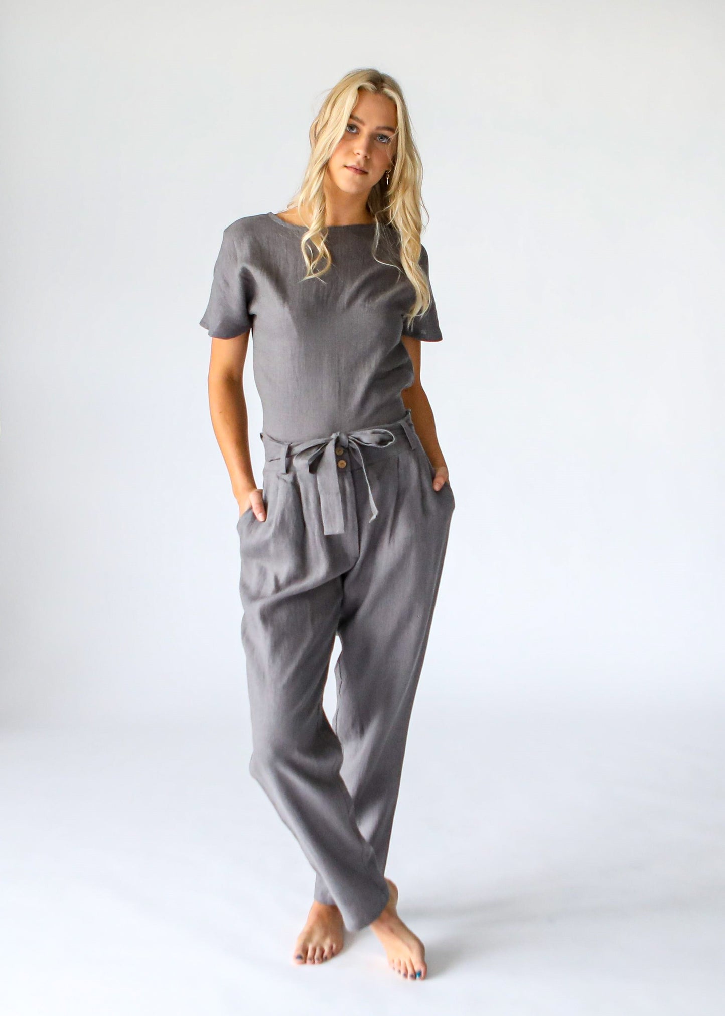 Original Wrap Linen Top | Graphite