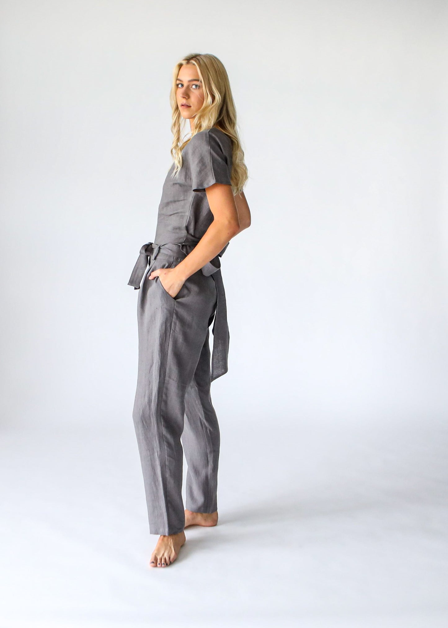 Original Wrap Linen Top | Graphite