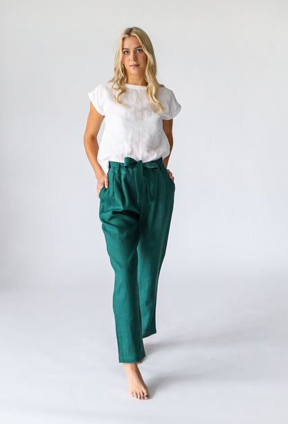 Tailored Linen Pant | Emerald