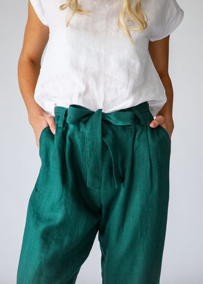 Tailored Linen Pant | Emerald
