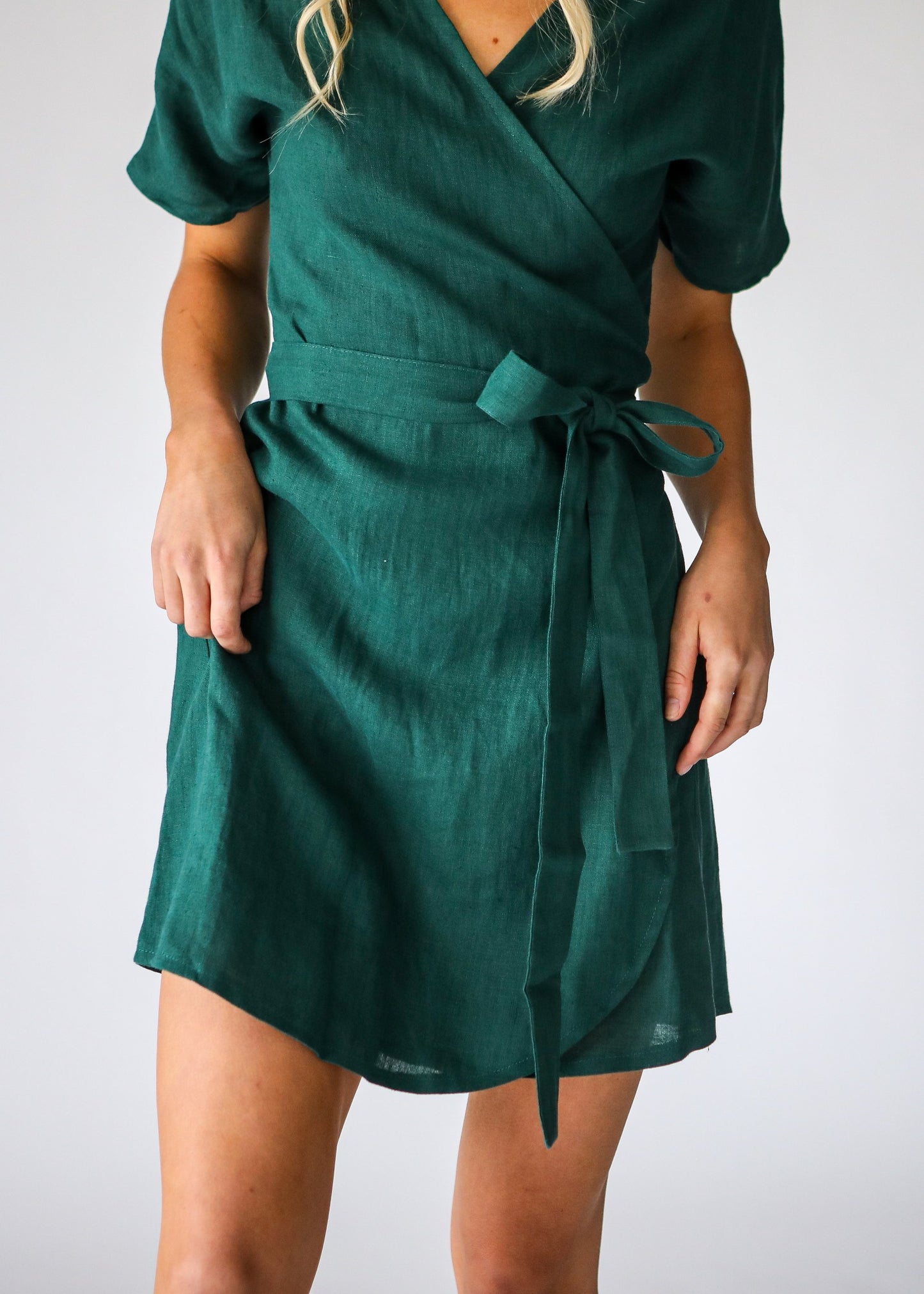 Wrap Linen Dress | Emerald