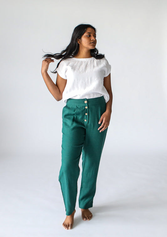 Sailor Linen Pant | Emerald