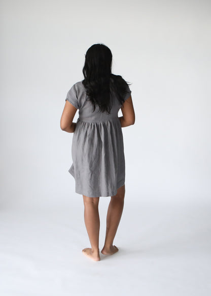 Jayne Linen Dress | Graphite