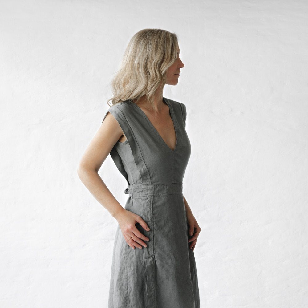 Star Linen Dress | Grey