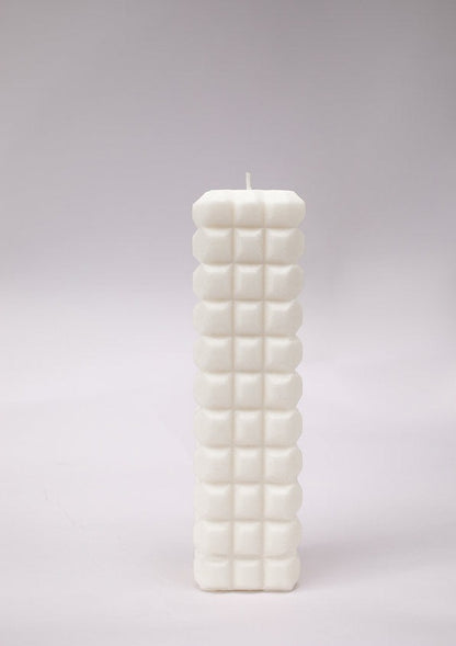 Handpoured deco column candle | White
