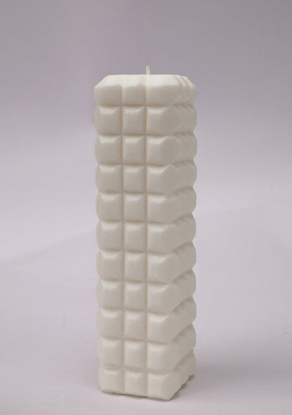 Handpoured deco column candle | White