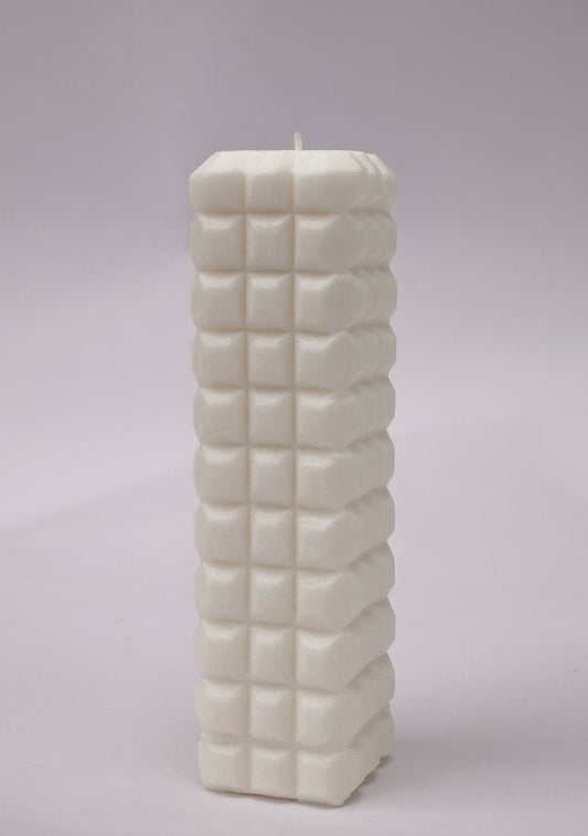 Handpoured deco column candle | White