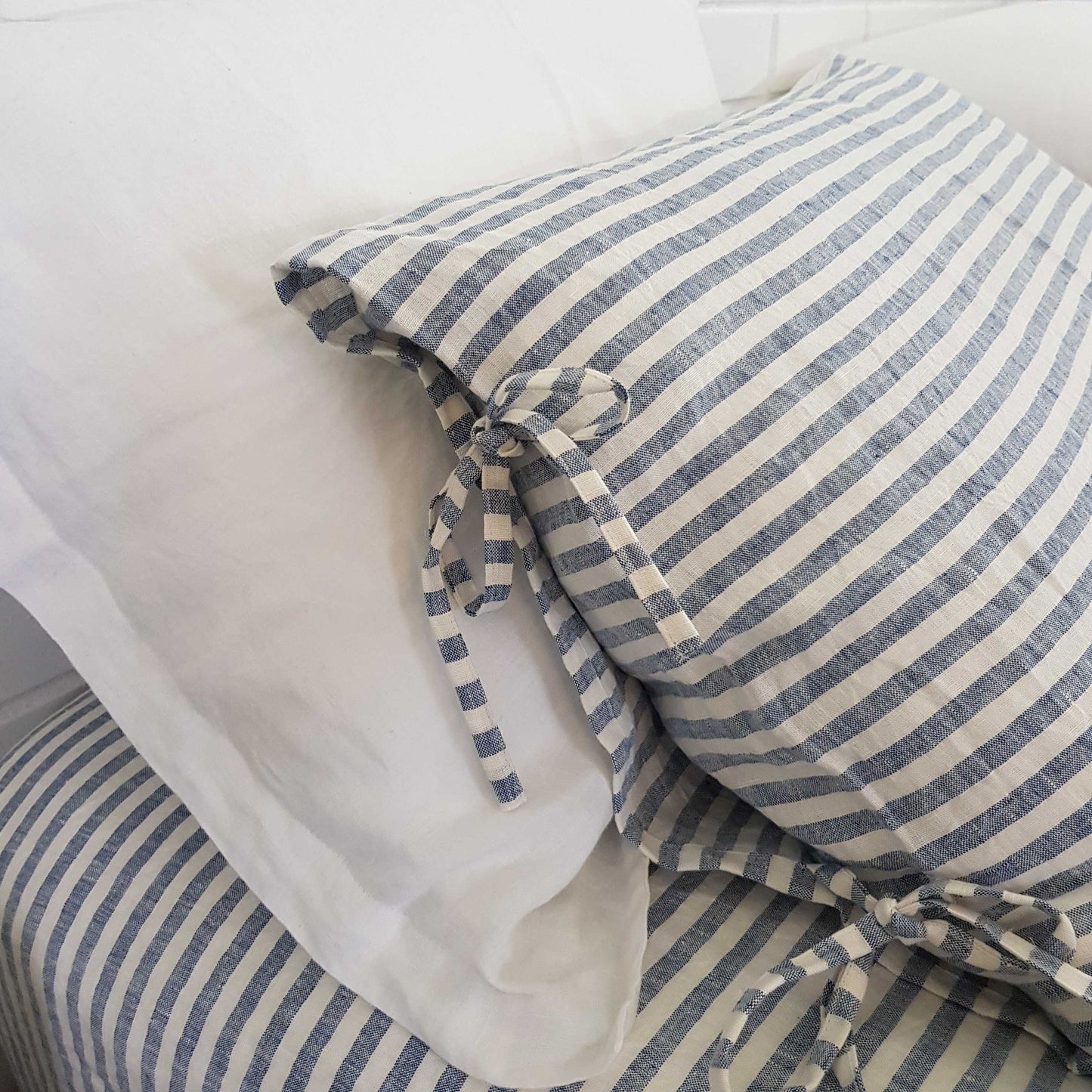 Linen Pillowcases | Blue Stripes | Made in Europe